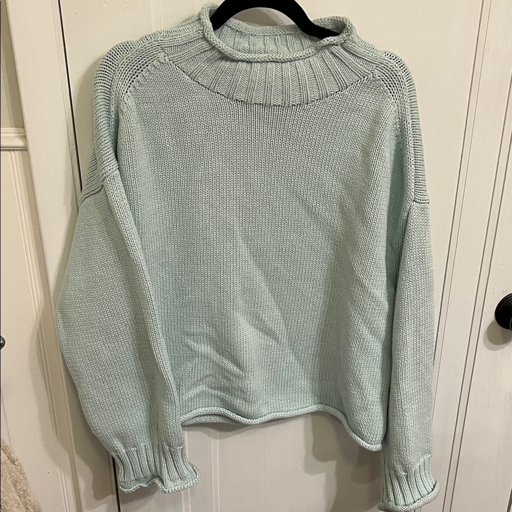 J. Crew Blue cotton rollneck Sweater M